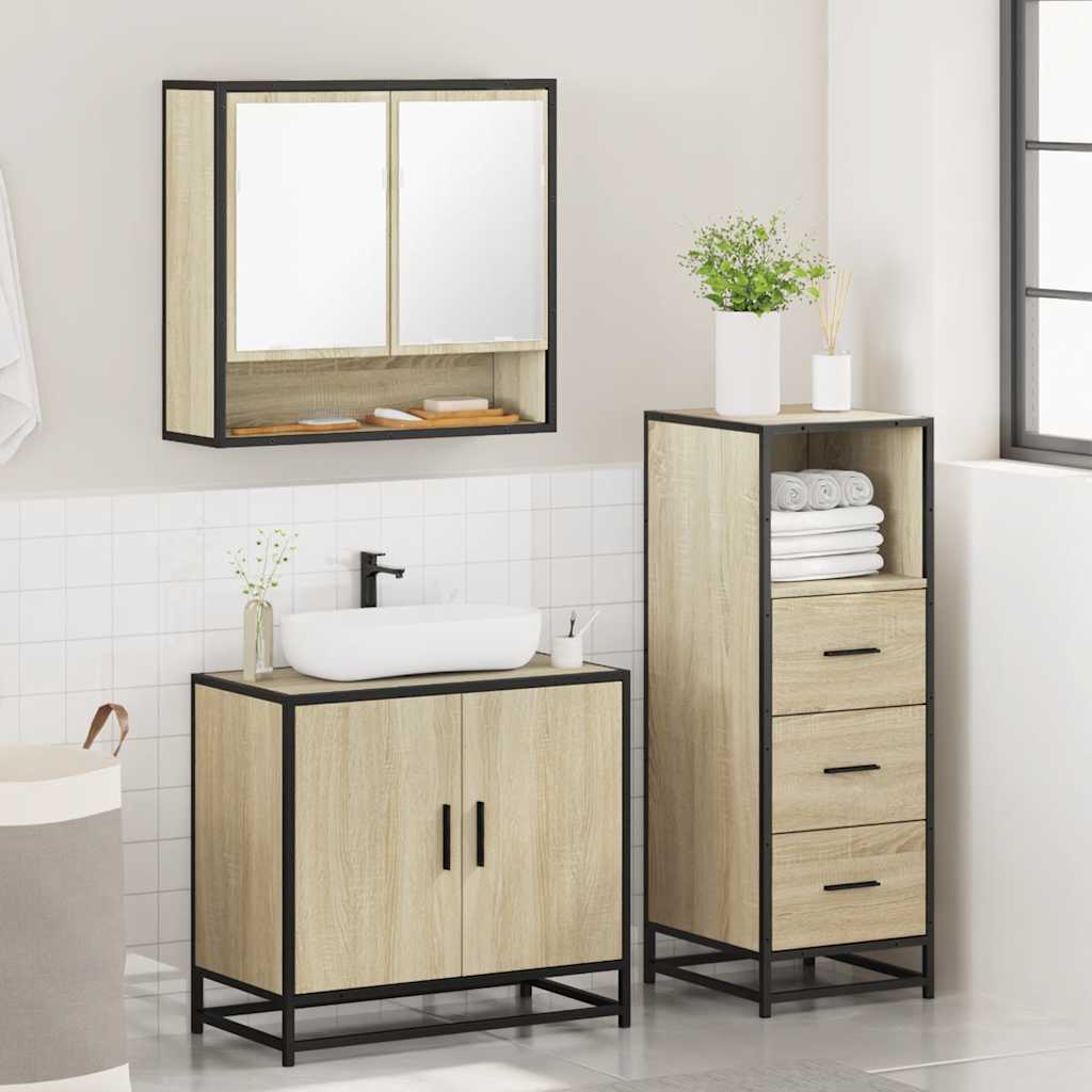 Ensemble de meubles de salle de bain 3 pcs chêne sonoma