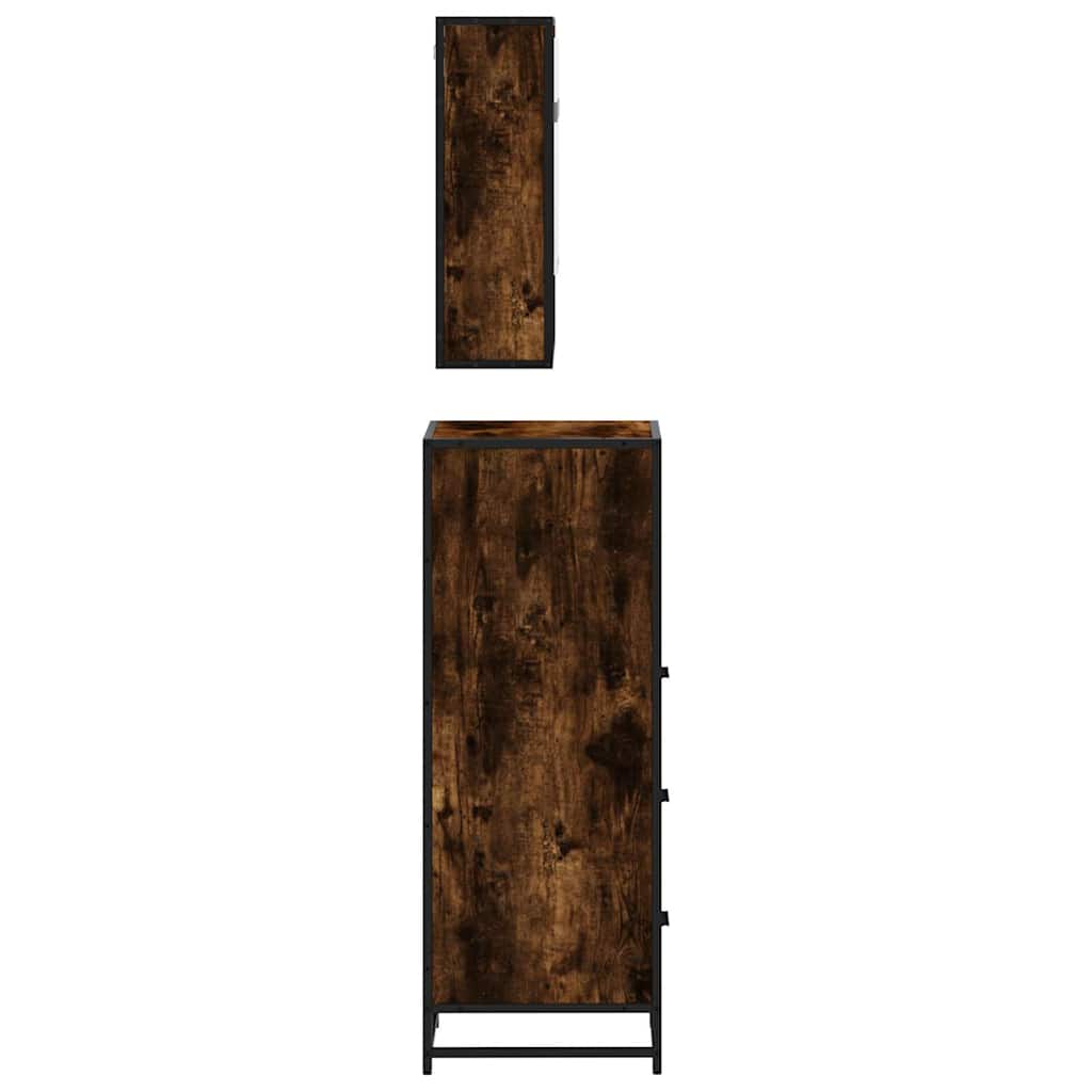 Ensemble de meubles de salle de bain 3 pcs Chêne fumé