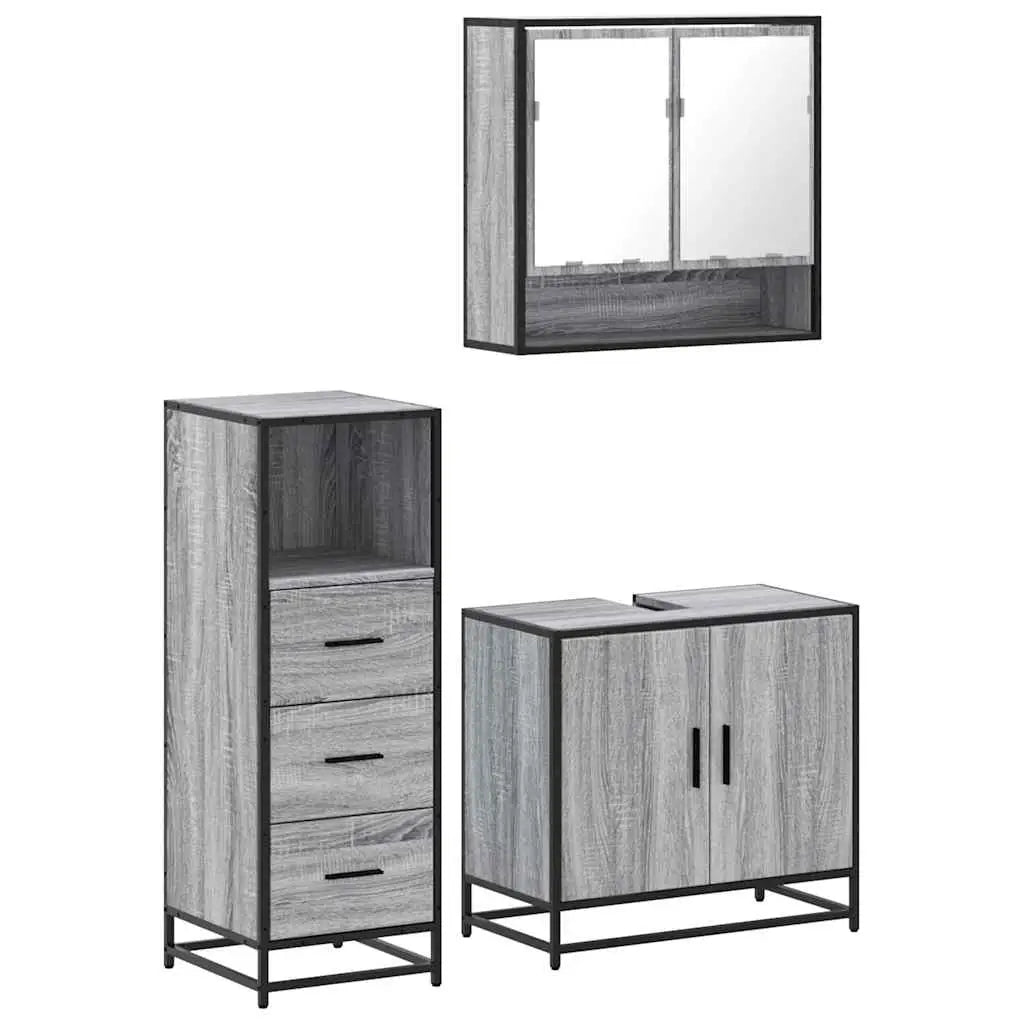 Ensemble de meubles de salle de bain 3 pcs Sonoma gris - XIOS
