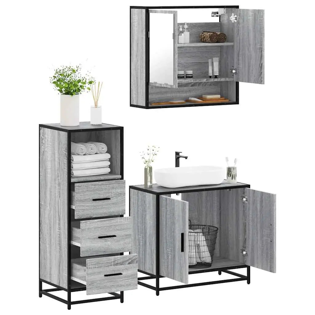 Ensemble de meubles de salle de bain 3 pcs Sonoma gris - XIOS
