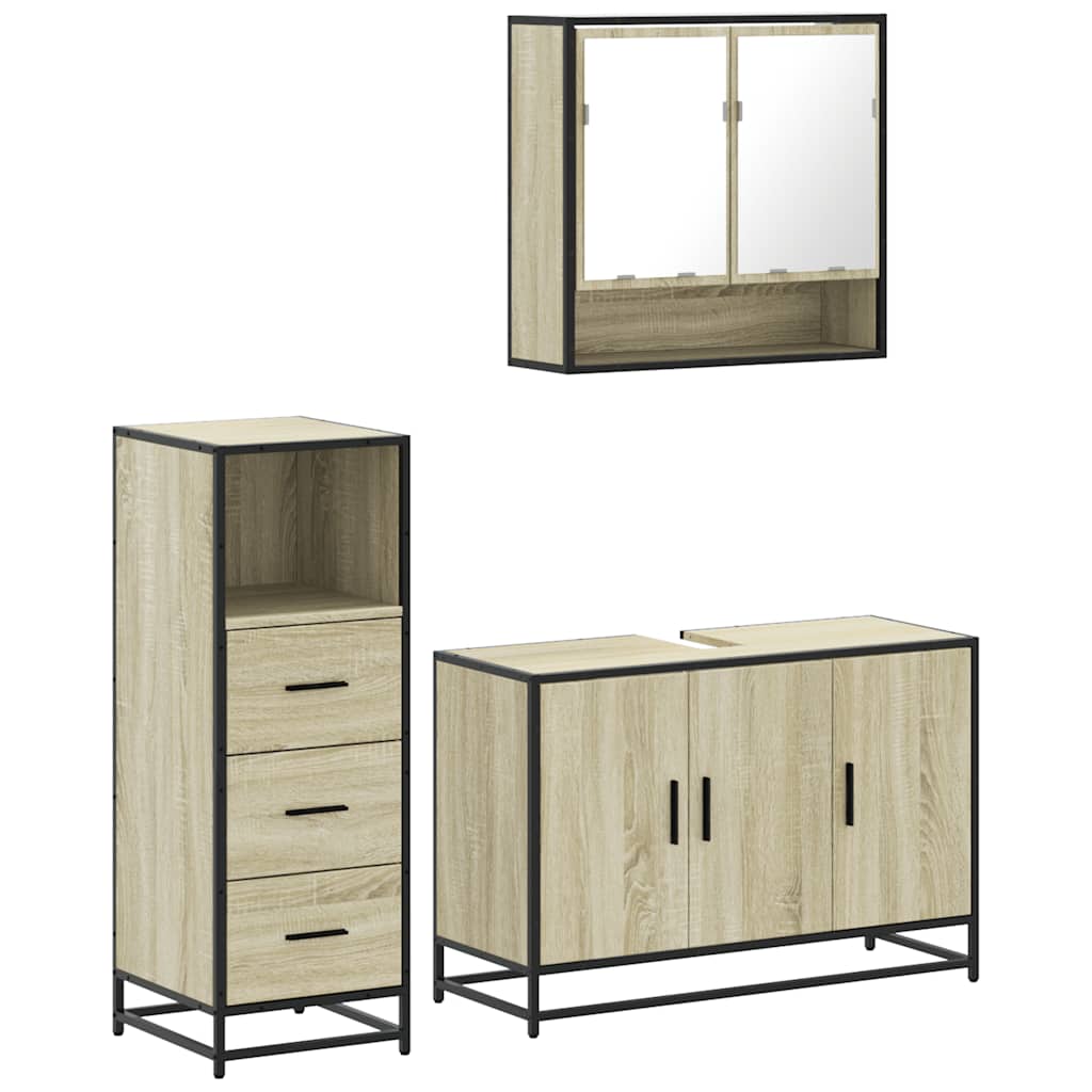 Ensemble de meubles de salle de bain 3 pcs chêne sonoma