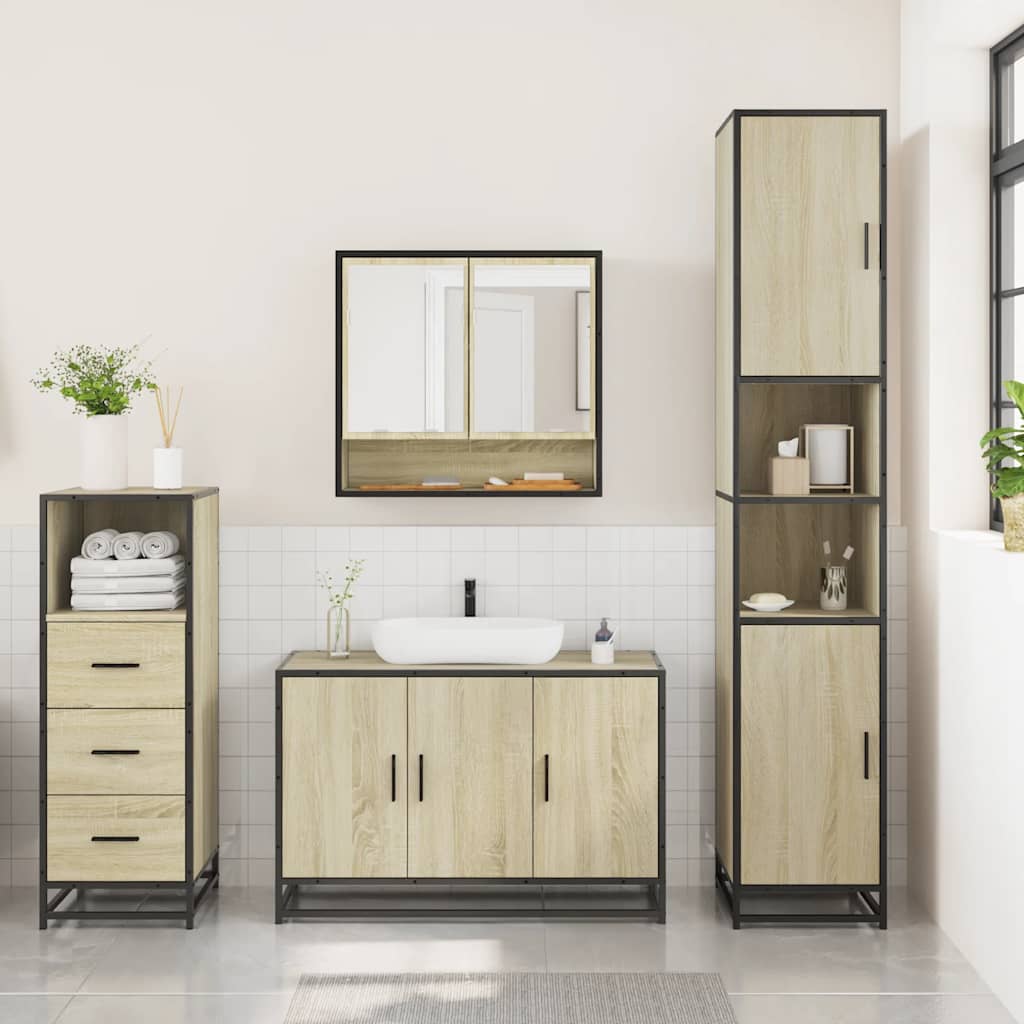 Ensemble de meubles de salle de bain 3 pcs chêne sonoma
