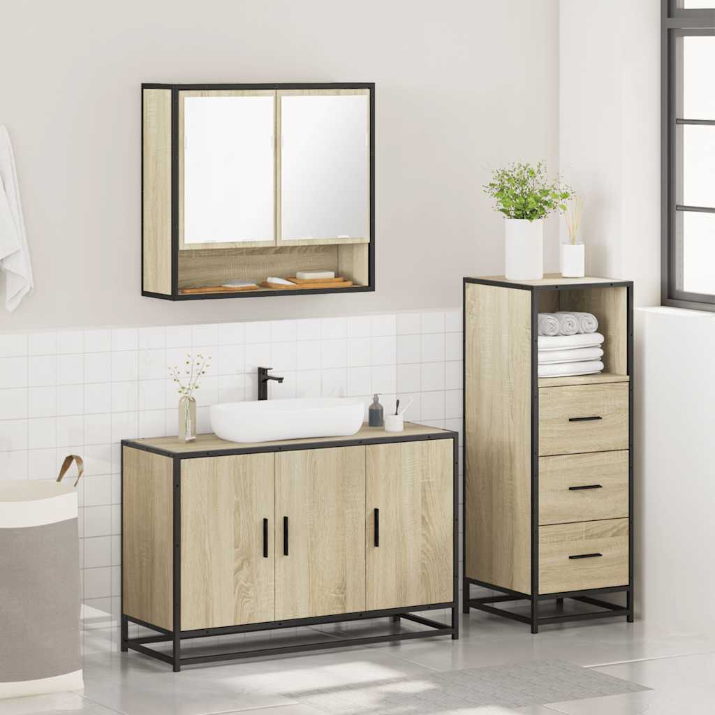 Ensemble de meubles de salle de bain 3 pcs chêne sonoma