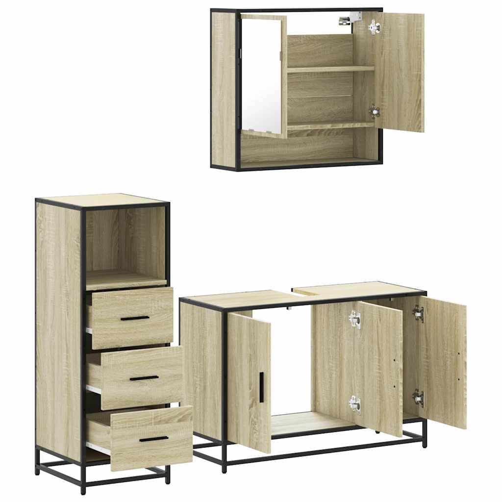 Ensemble de meubles de salle de bain 3 pcs chêne sonoma