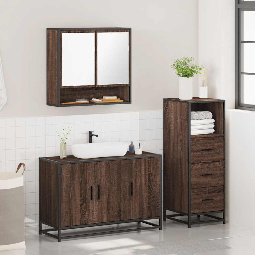 Ensemble de meubles de salle de bain 3 pcs Chêne marron