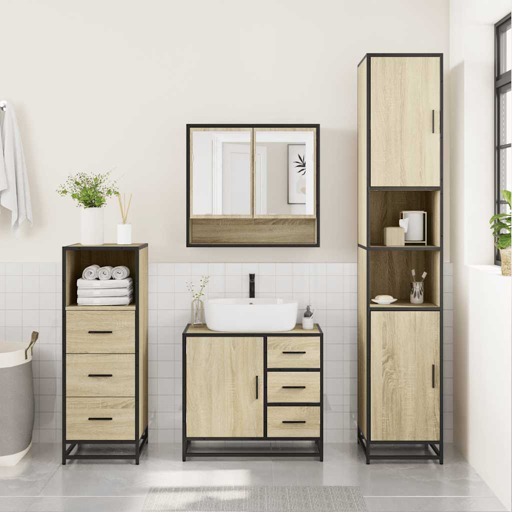 Ensemble de meubles de salle de bain 3 pcs chêne sonoma