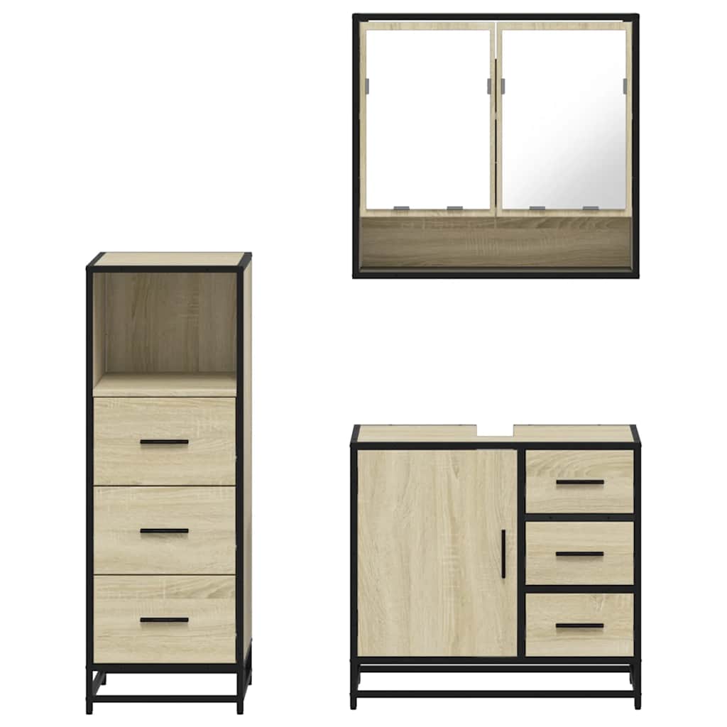 Ensemble de meubles de salle de bain 3 pcs chêne sonoma