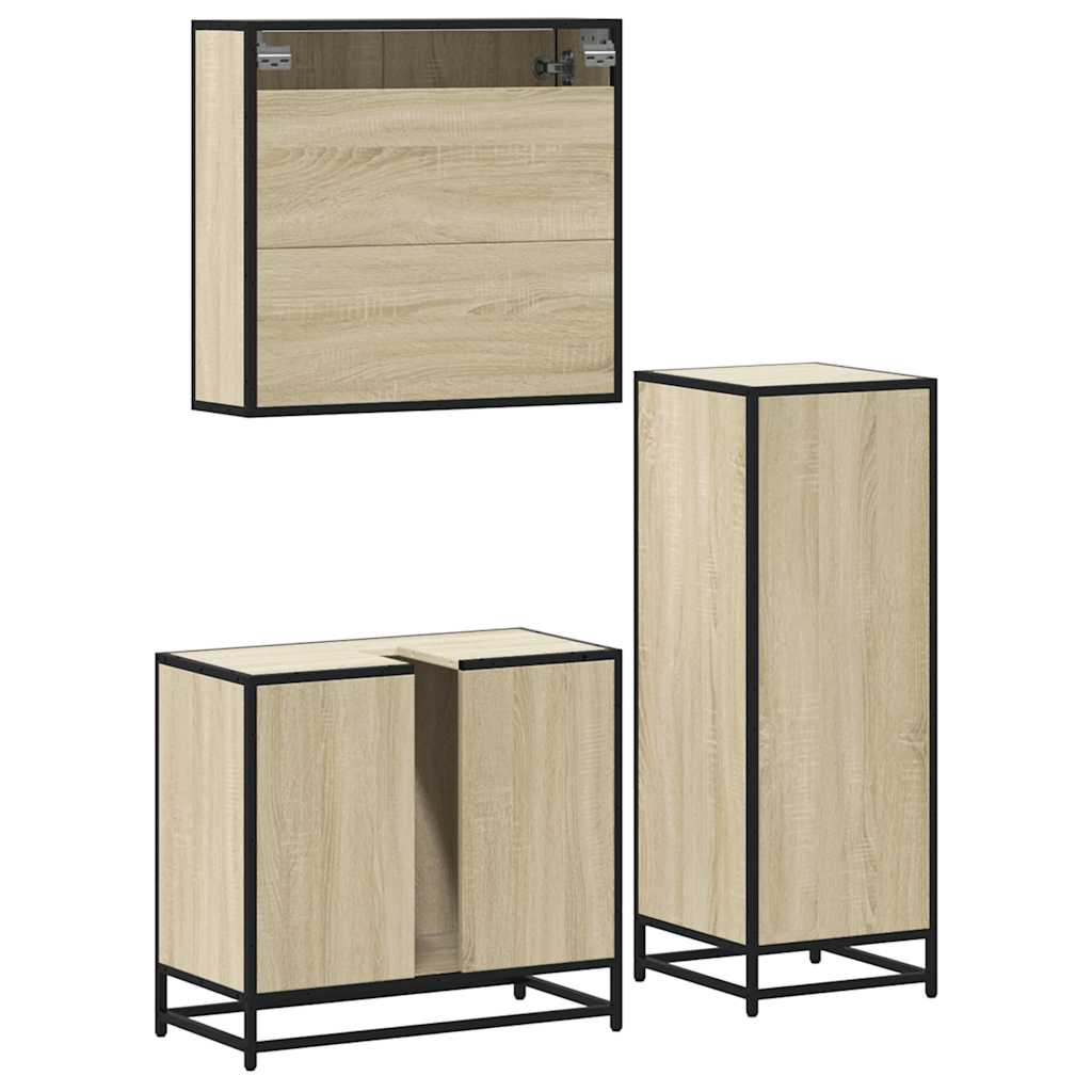 Ensemble de meubles de salle de bain 3 pcs chêne sonoma