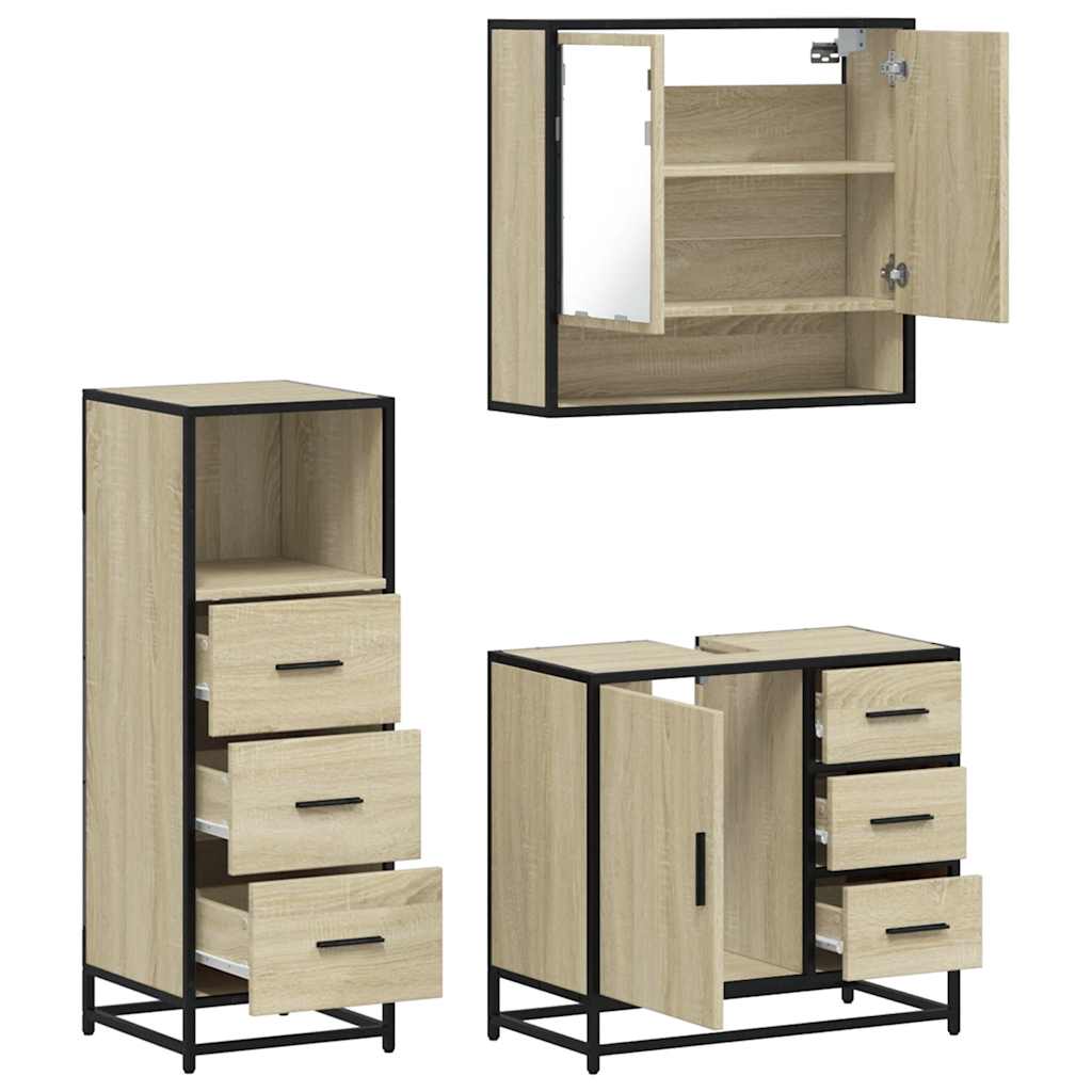 Ensemble de meubles de salle de bain 3 pcs chêne sonoma