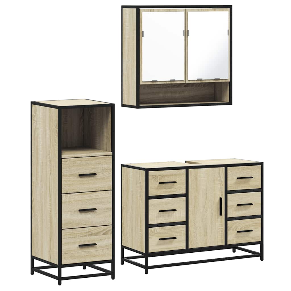 Ensemble de meubles de salle de bain 3 pcs chêne sonoma