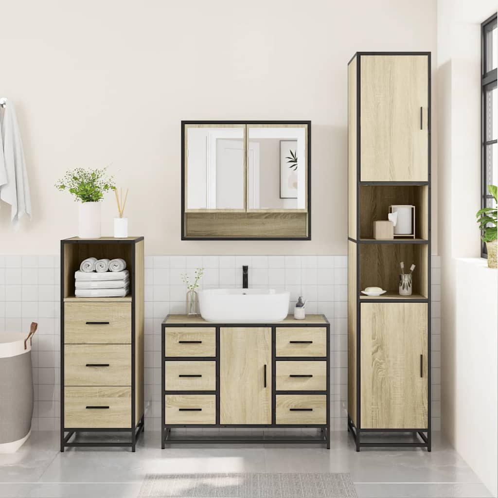 Ensemble de meubles de salle de bain 3 pcs chêne sonoma
