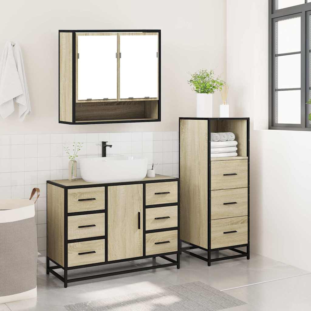 Ensemble de meubles de salle de bain 3 pcs chêne sonoma
