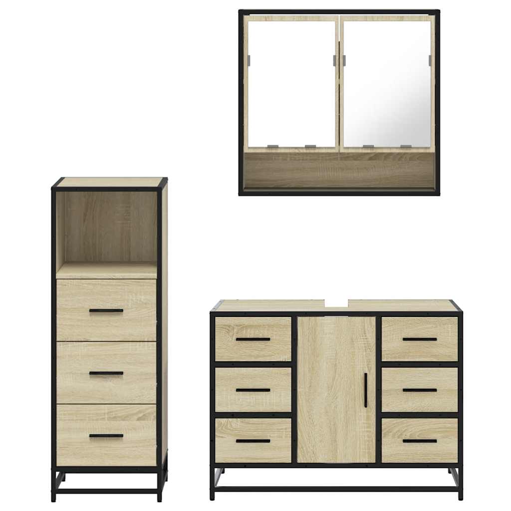 Ensemble de meubles de salle de bain 3 pcs chêne sonoma