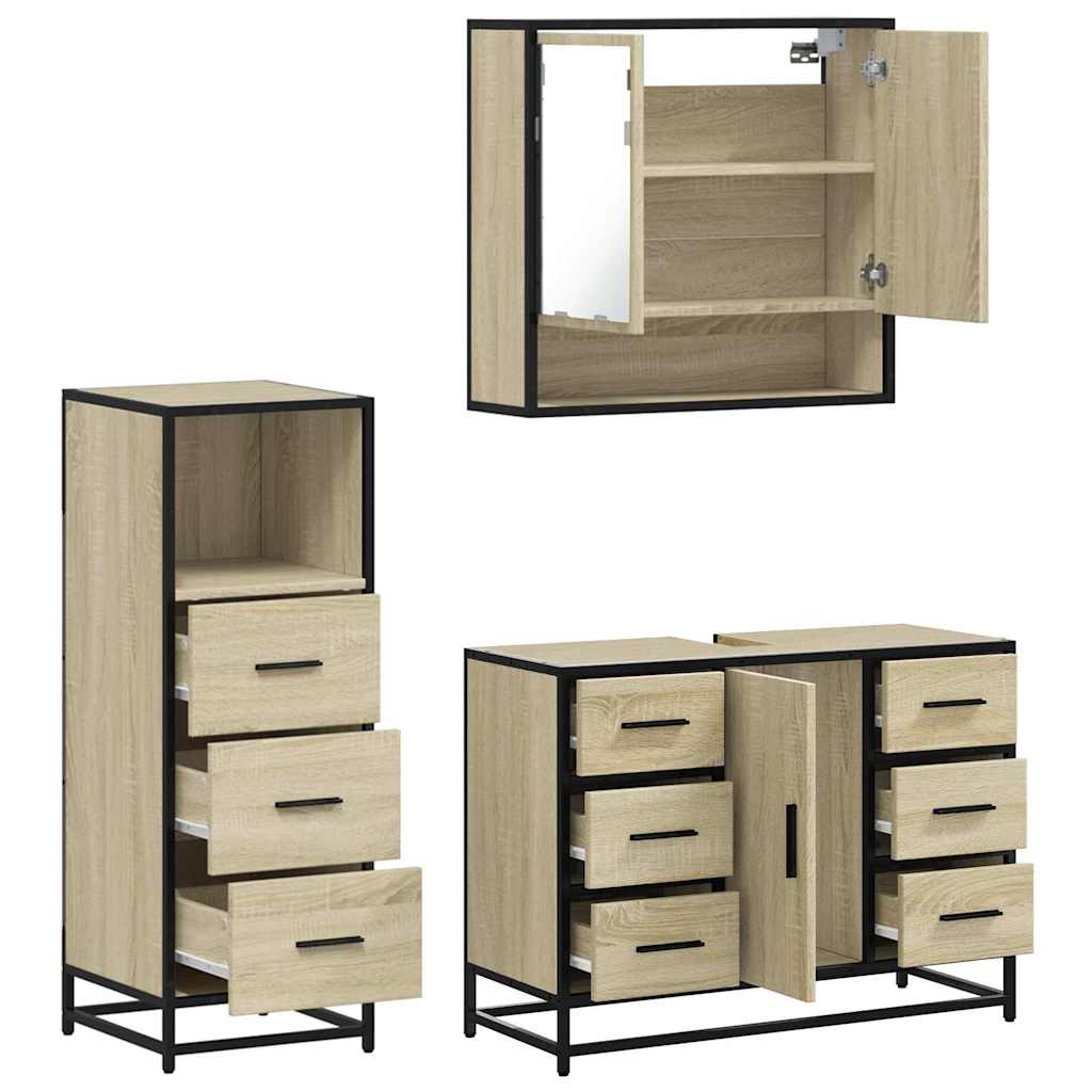 Ensemble de meubles de salle de bain 3 pcs chêne sonoma