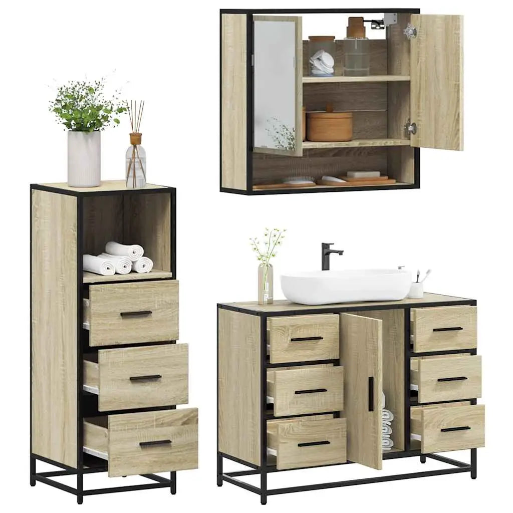 Ensemble de meubles de salle de bain 3 pcs chêne sonoma - XIOS