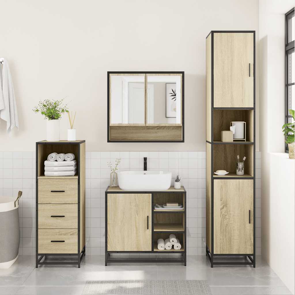 Ensemble de meubles de salle de bain 3 pcs chêne sonoma