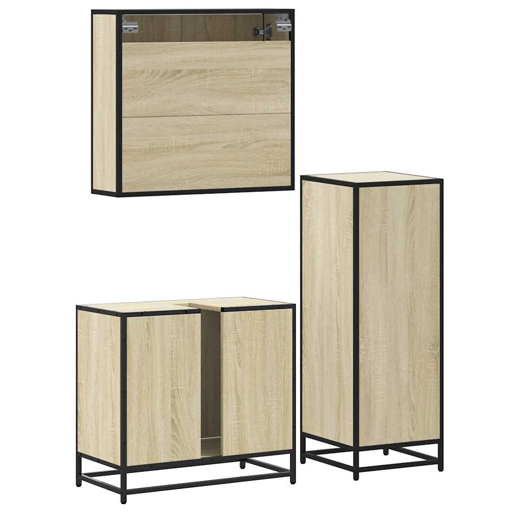 Ensemble de meubles de salle de bain 3 pcs chêne sonoma