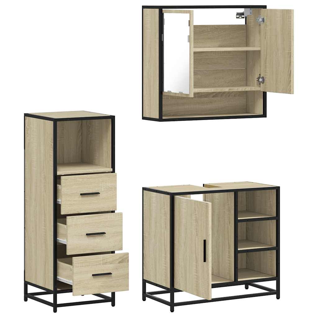 Ensemble de meubles de salle de bain 3 pcs chêne sonoma