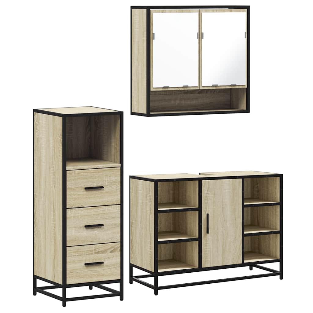 Ensemble de meubles de salle de bain 3 pcs chêne sonoma