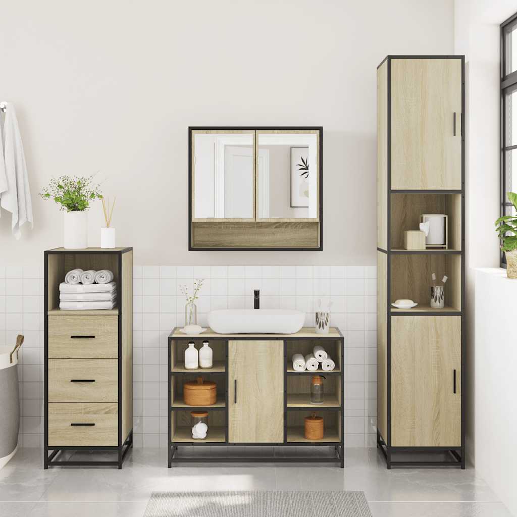 Ensemble de meubles de salle de bain 3 pcs chêne sonoma