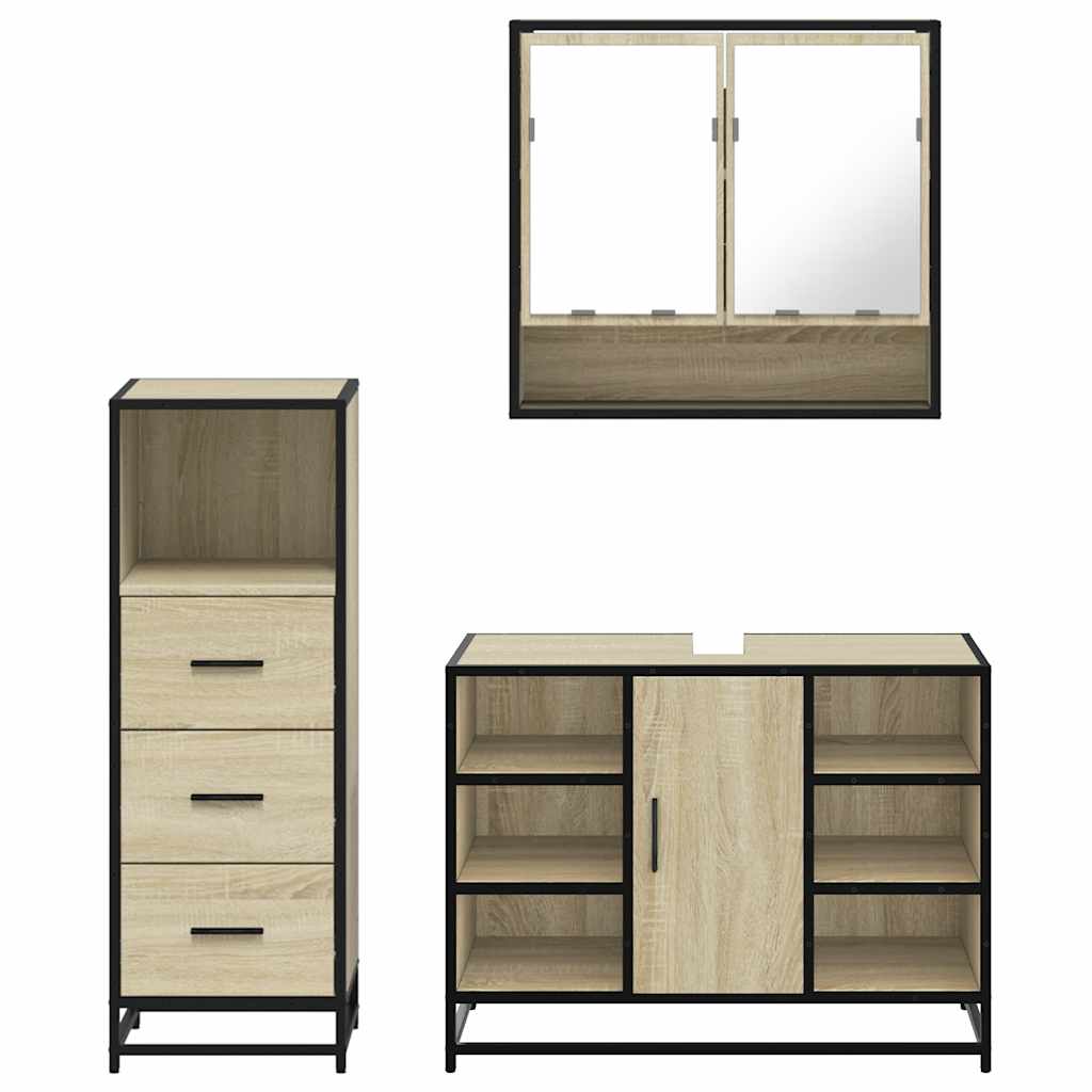 Ensemble de meubles de salle de bain 3 pcs chêne sonoma