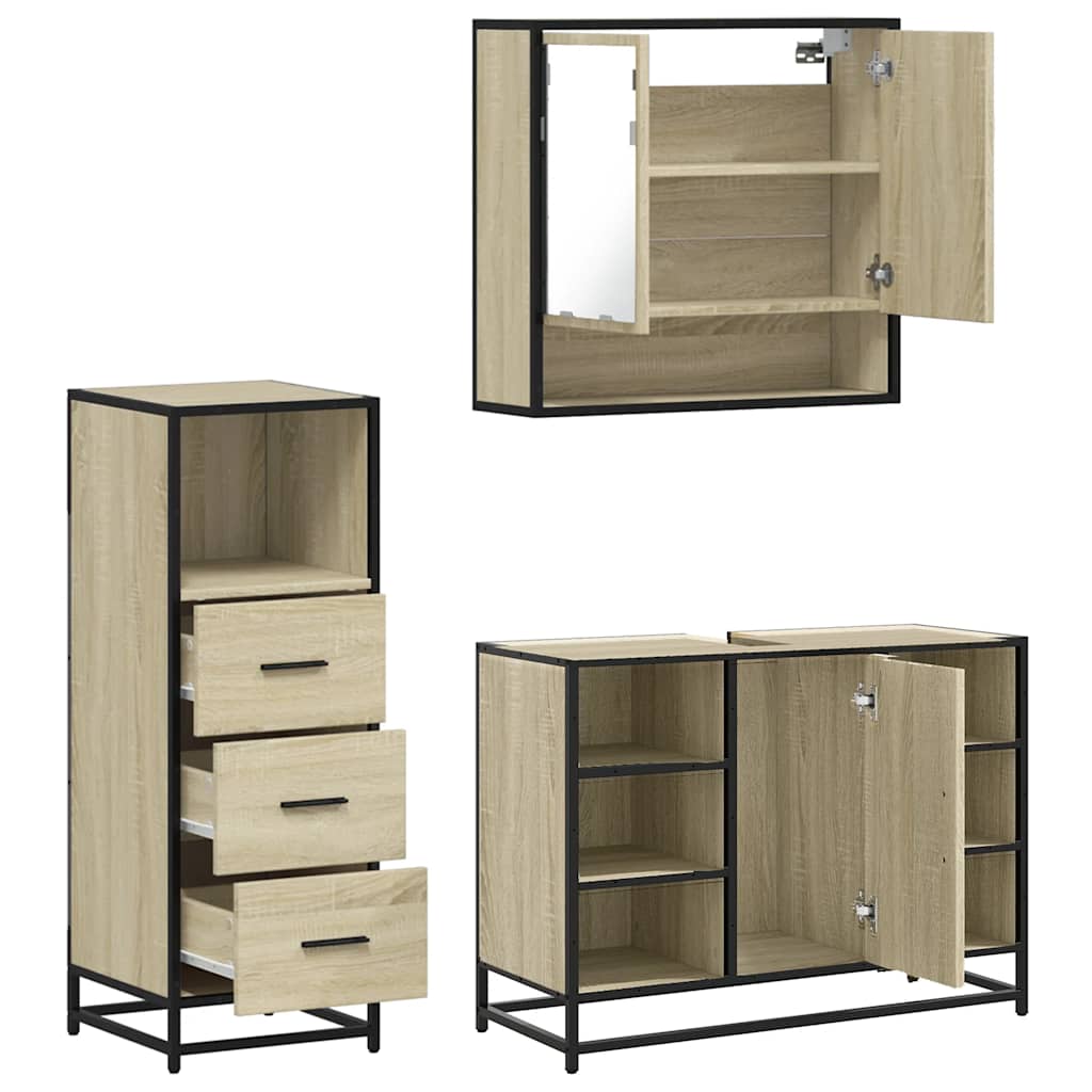 Ensemble de meubles de salle de bain 3 pcs chêne sonoma