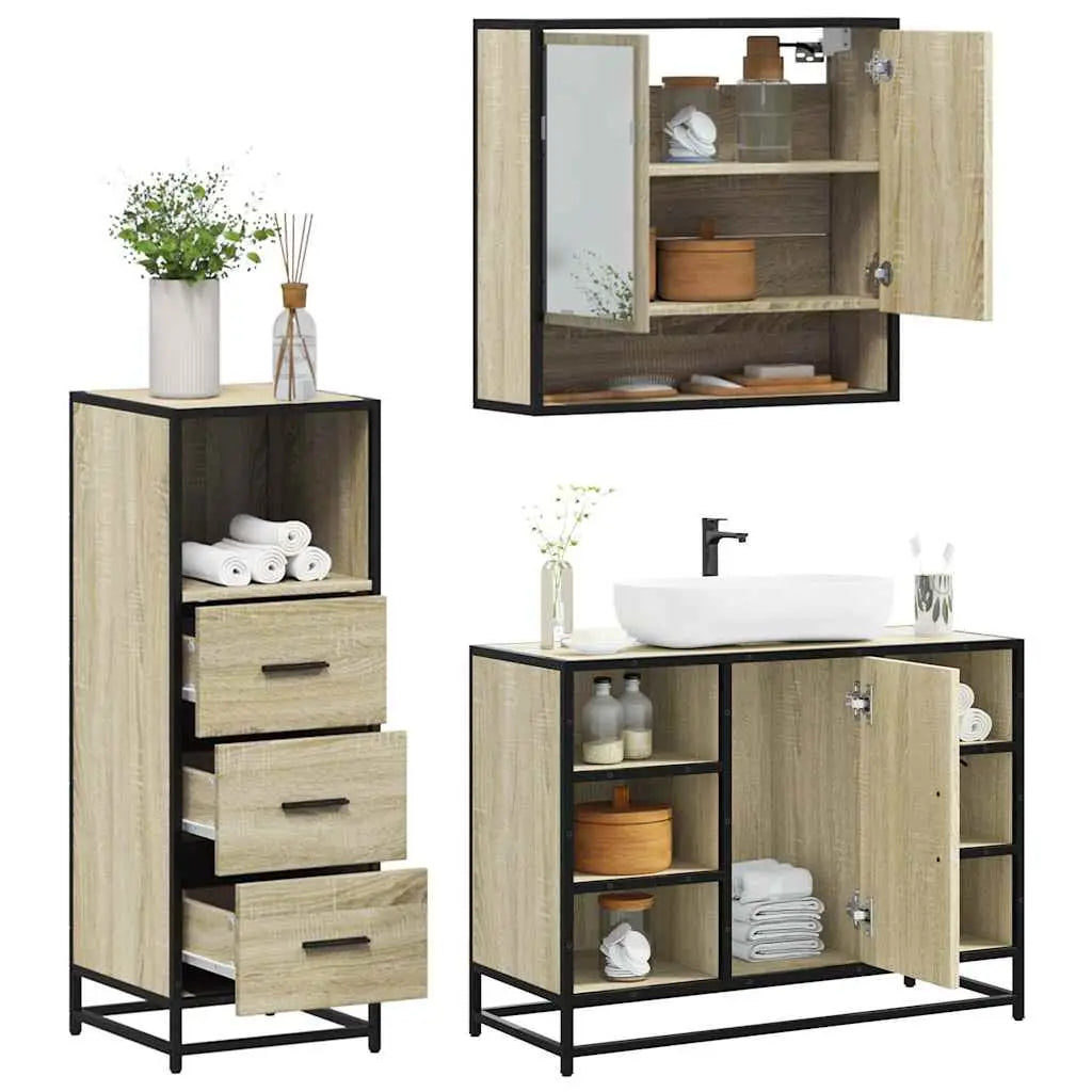 Ensemble de meubles de salle de bain 3 pcs chêne sonoma - XIOS