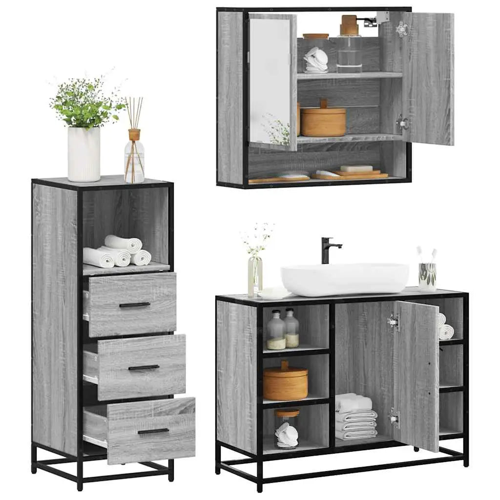 Ensemble de meubles de salle de bain 3 pcs Sonoma gris - XIOS