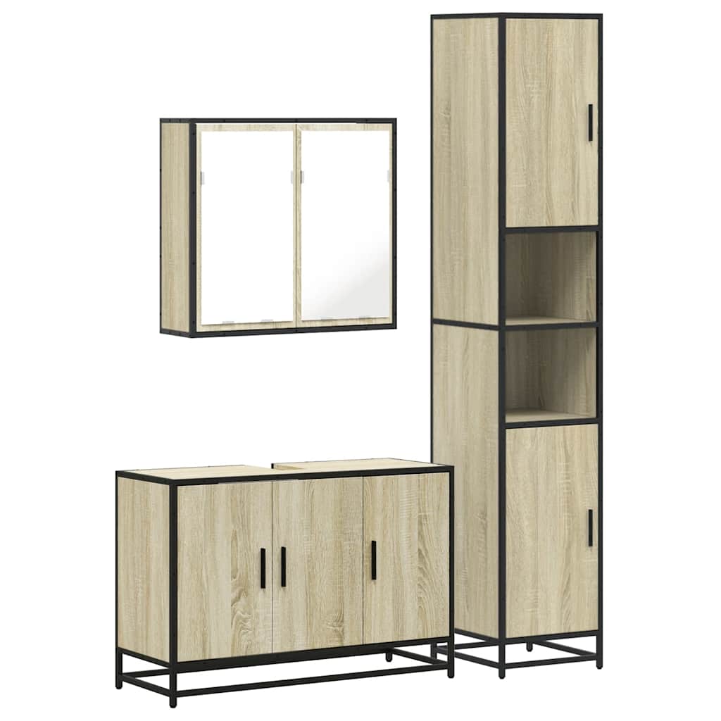 Ensemble de meubles de salle de bain 3 pcs chêne sonoma