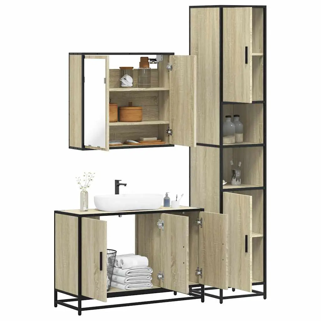 Ensemble de meubles de salle de bain 3 pcs chêne sonoma - XIOS