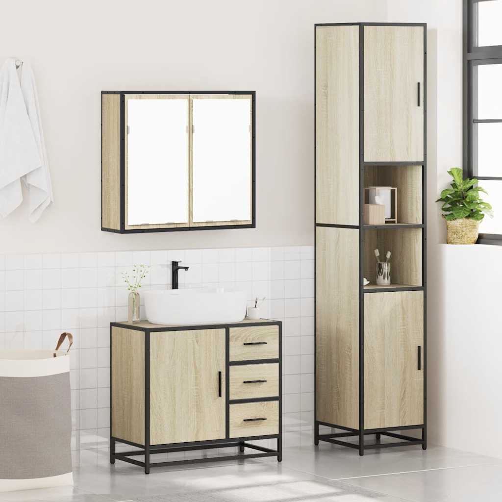 Ensemble de meubles de salle de bain 3 pcs chêne sonoma