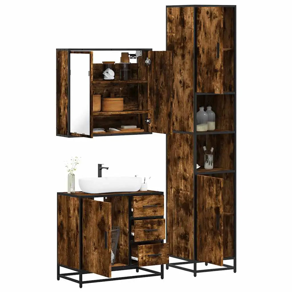 Ensemble de meubles de salle de bain 3 pcs Chêne fumé - XIOS