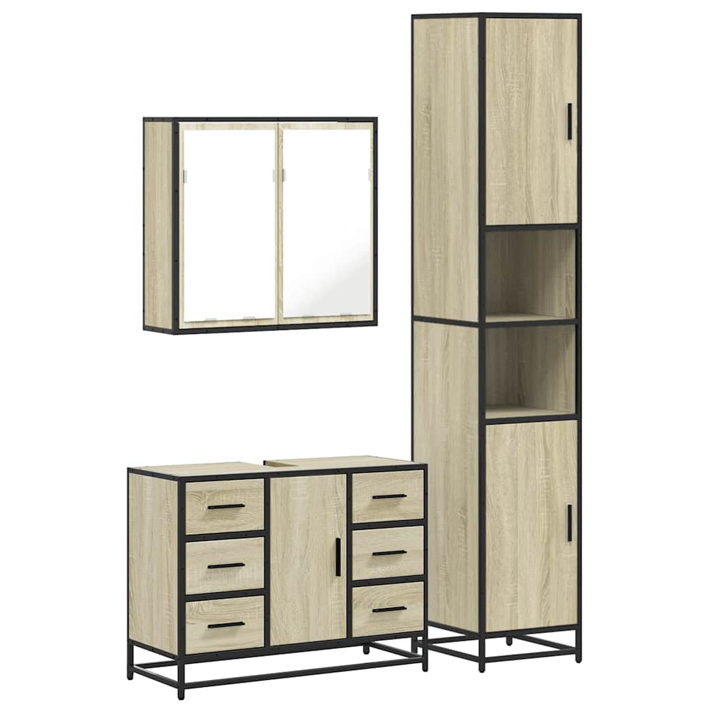 Ensemble de meubles de salle de bain 3 pcs chêne sonoma
