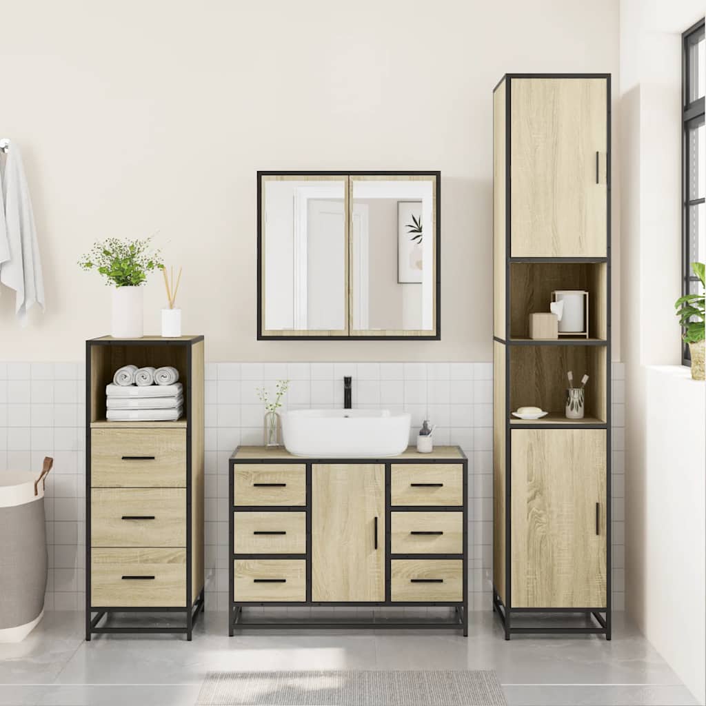 Ensemble de meubles de salle de bain 3 pcs chêne sonoma