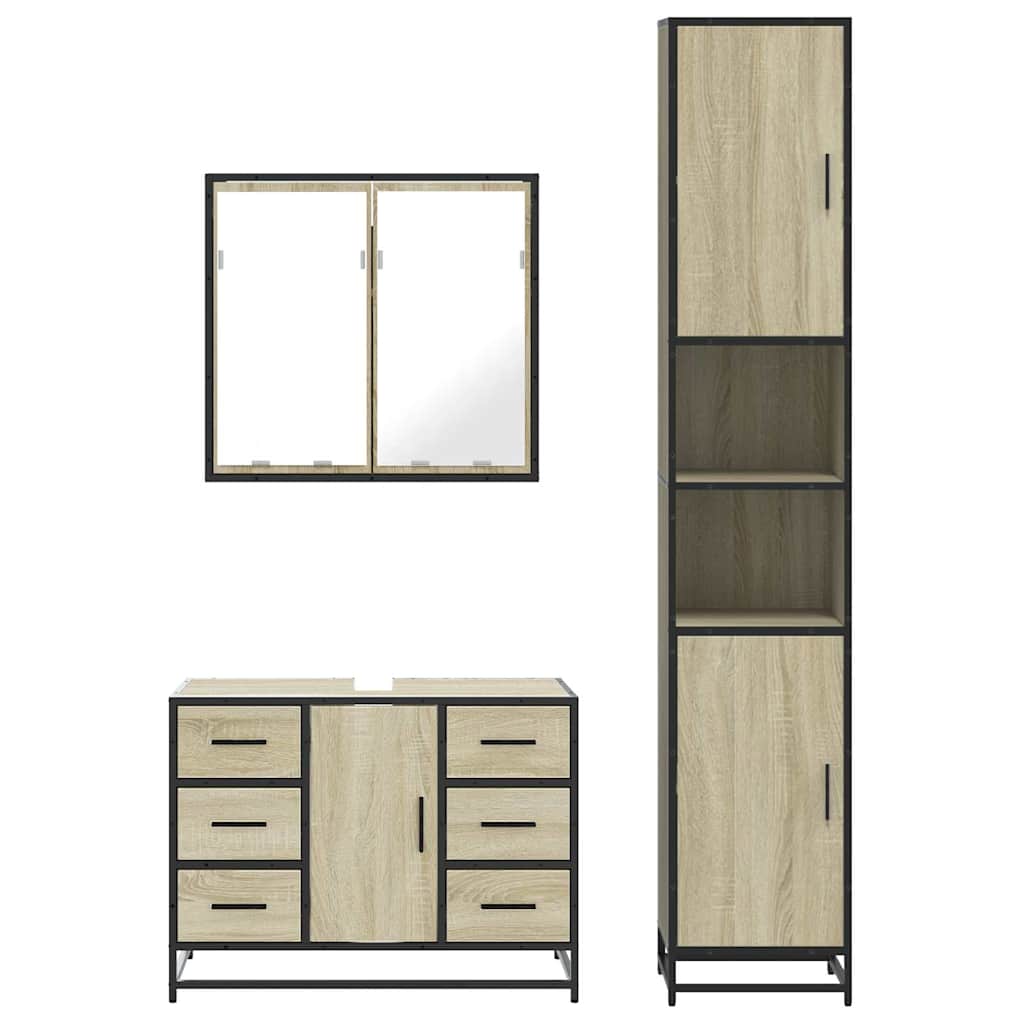 Ensemble de meubles de salle de bain 3 pcs chêne sonoma