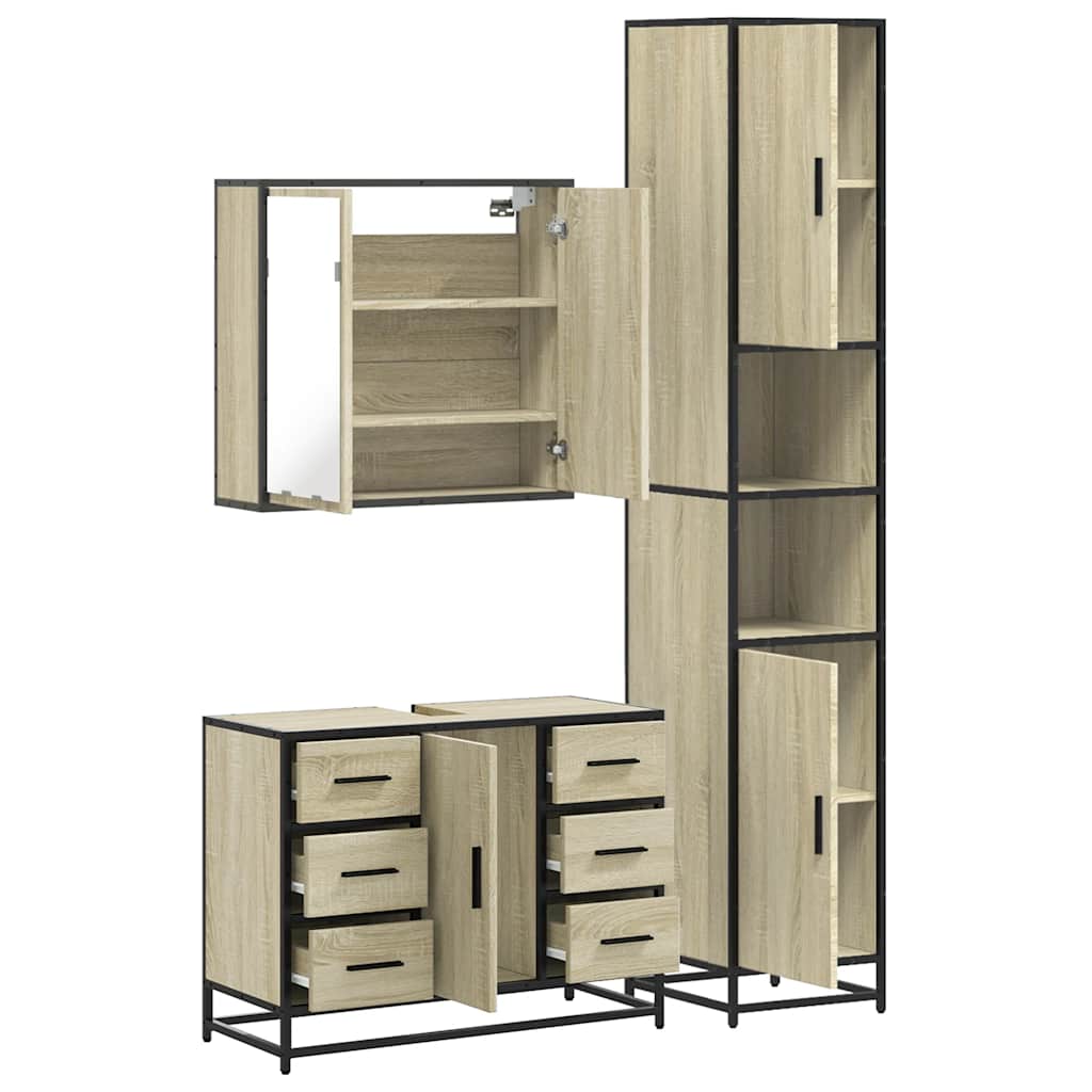 Ensemble de meubles de salle de bain 3 pcs chêne sonoma