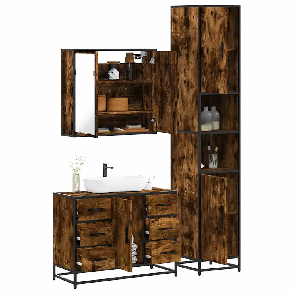 Ensemble de meubles de salle de bain 3 pcs Chêne fumé - XIOS