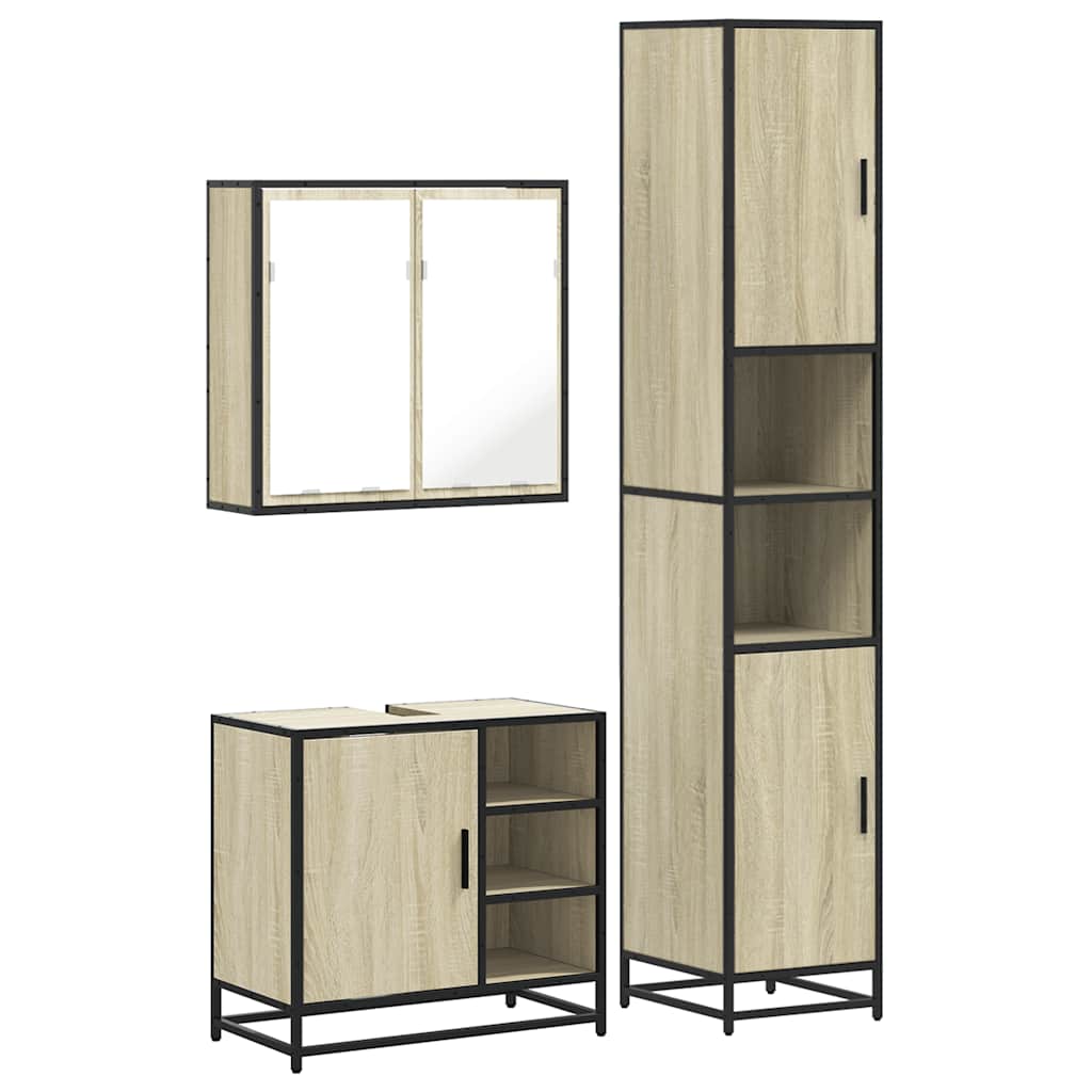 Ensemble de meubles de salle de bain 3 pcs chêne sonoma