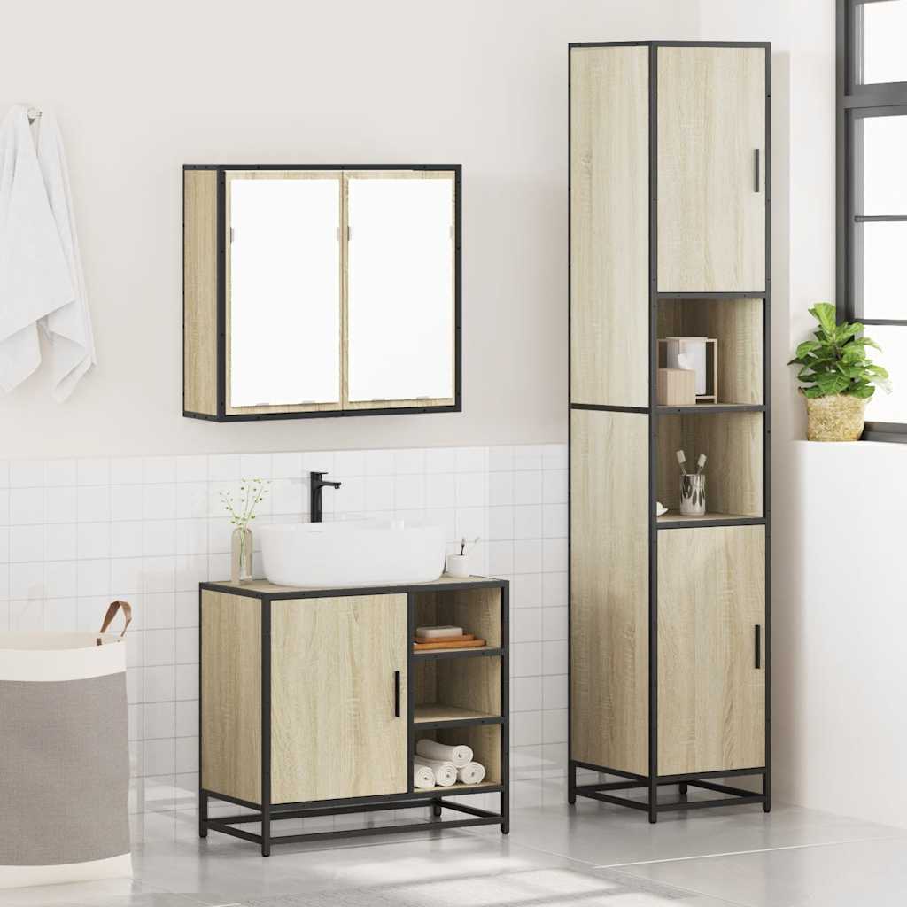 Ensemble de meubles de salle de bain 3 pcs chêne sonoma