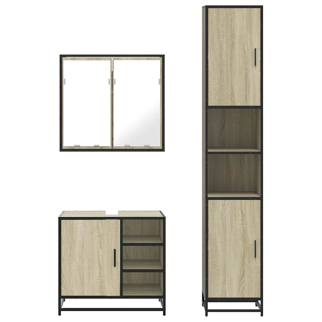 Ensemble de meubles de salle de bain 3 pcs chêne sonoma