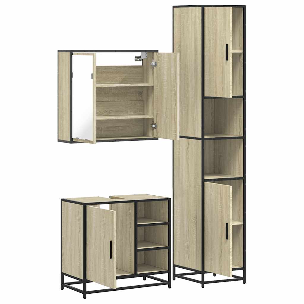 Ensemble de meubles de salle de bain 3 pcs chêne sonoma
