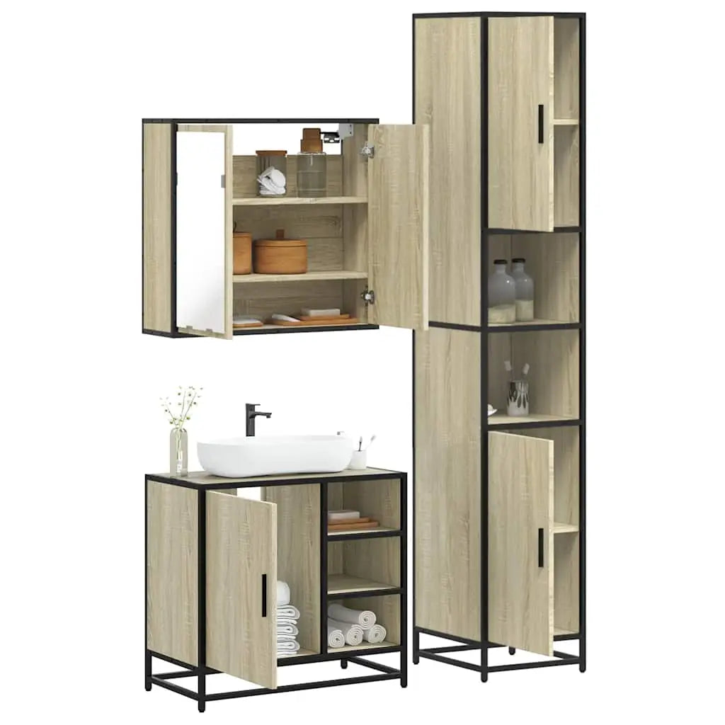 Ensemble de meubles de salle de bain 3 pcs chêne sonoma - XIOS