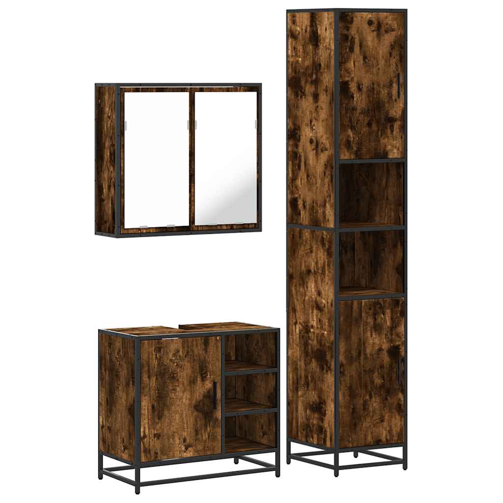 Ensemble de meubles de salle de bain 3 pcs Chêne fumé