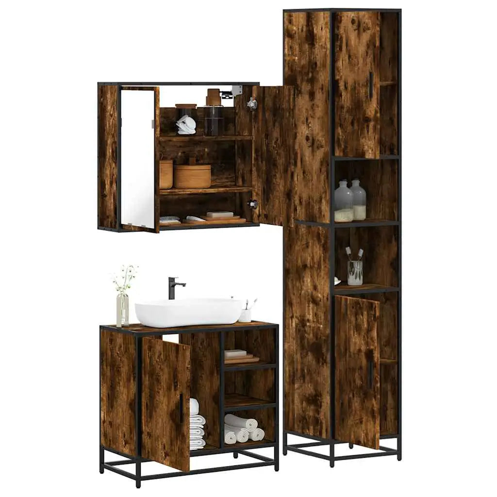 Ensemble de meubles de salle de bain 3 pcs Chêne fumé - XIOS
