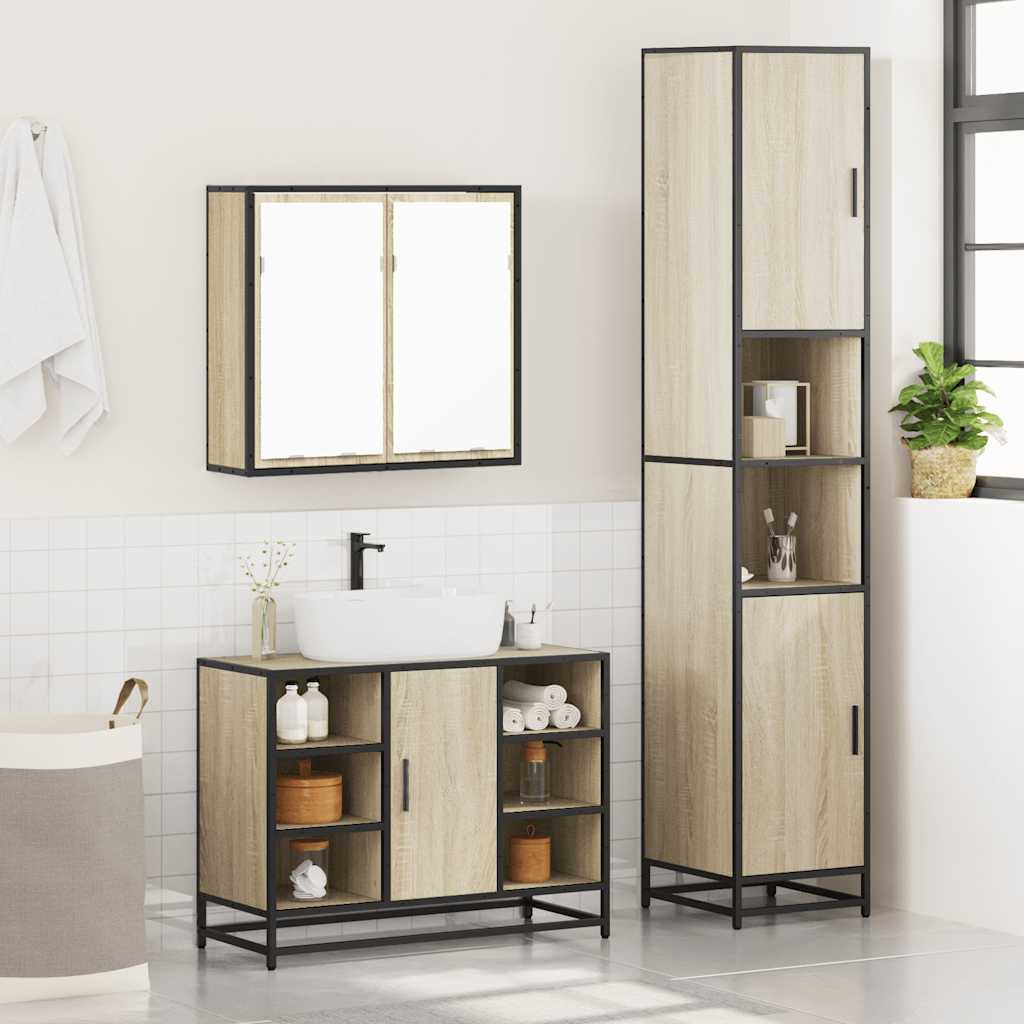 Ensemble de meubles de salle de bain 3 pcs chêne sonoma