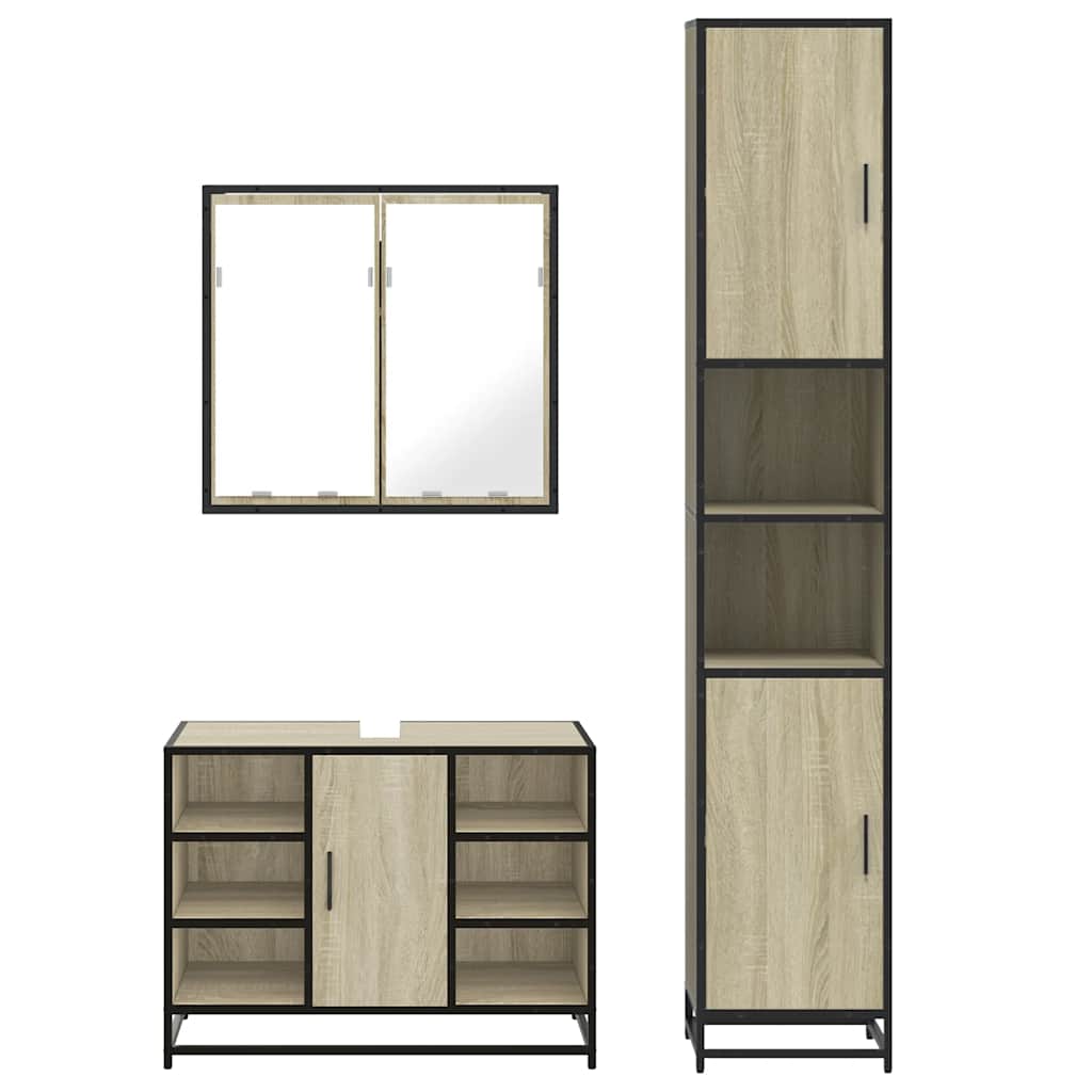 Ensemble de meubles de salle de bain 3 pcs chêne sonoma