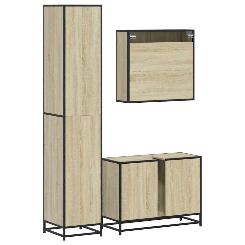 Ensemble de meubles de salle de bain 3 pcs chêne sonoma