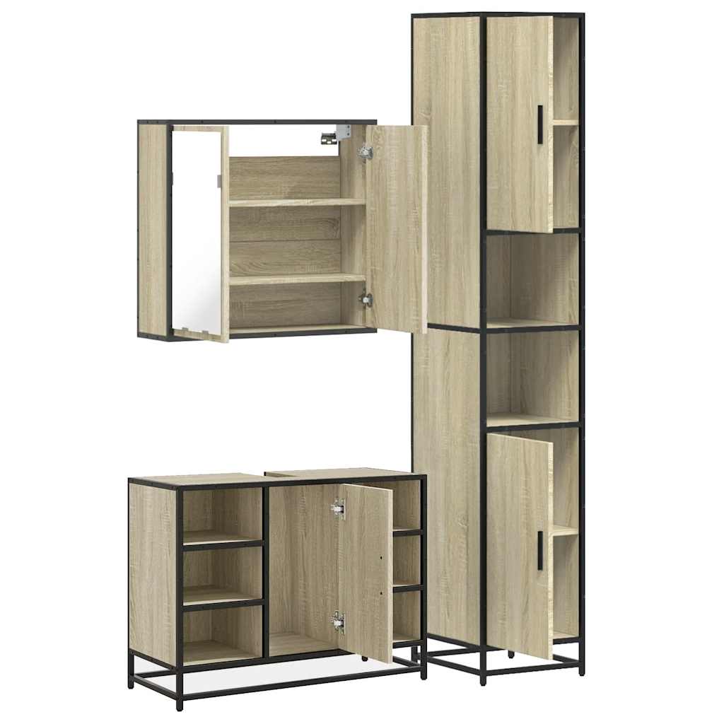 Ensemble de meubles de salle de bain 3 pcs chêne sonoma
