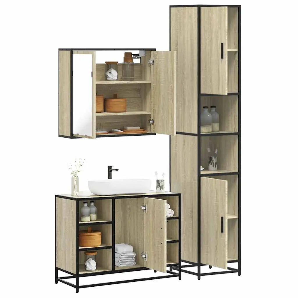 Ensemble de meubles de salle de bain 3 pcs chêne sonoma - XIOS