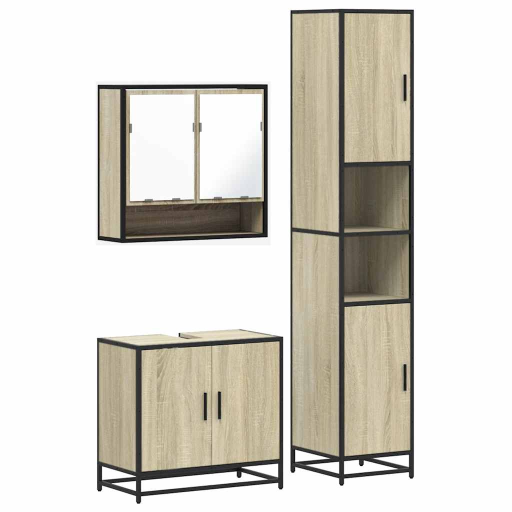 Ensemble de meubles de salle de bain 3 pcs chêne sonoma